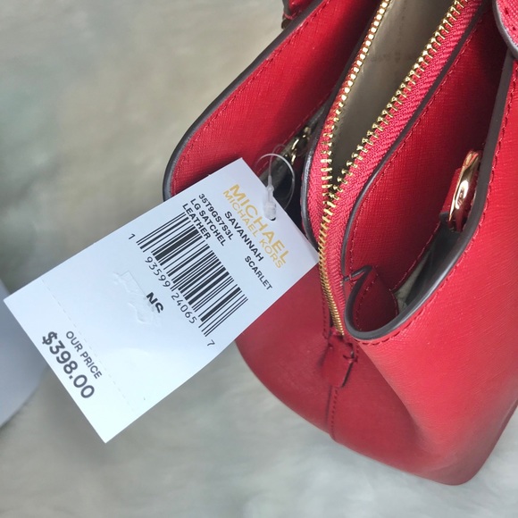 🌺 NEW MICHAEL KORS SCARLET SAVANNAH SATCHEL - Picture 3 of 8